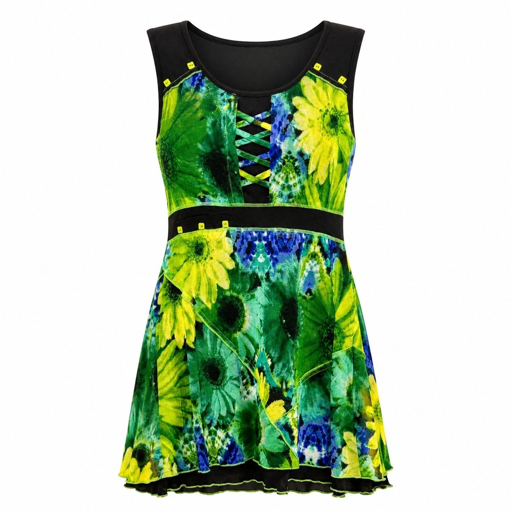 VEX Collection Y2K Floral Mesh Dress Women 38‎ Whimsigoth Fairy Grunge Boho